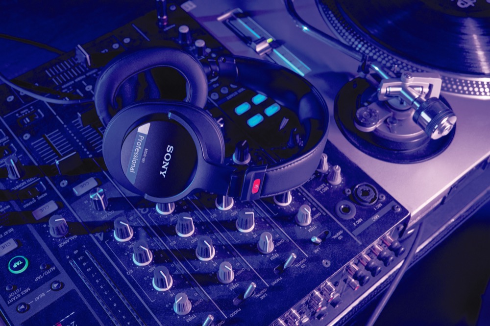 Photo of Sony MDR-M1 on mixing console