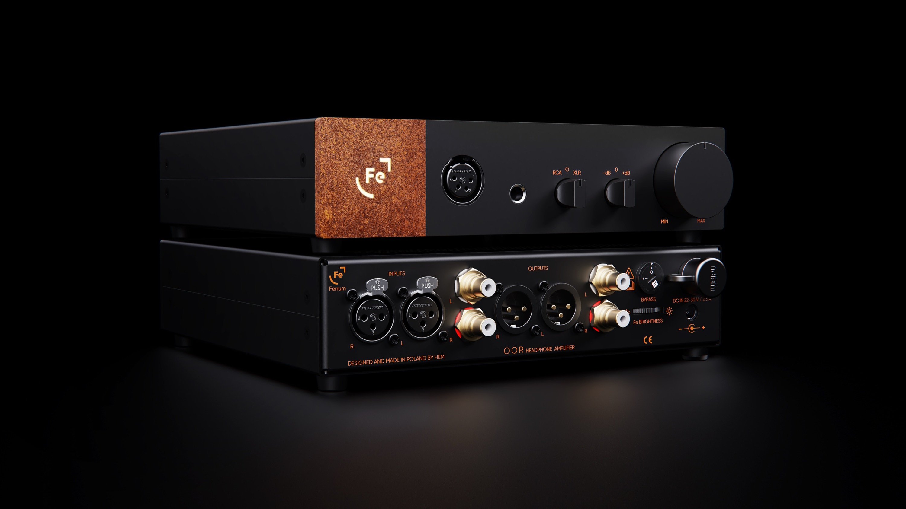 Photo of front and back of Ferrum Audio OOR stacked on top of each other
