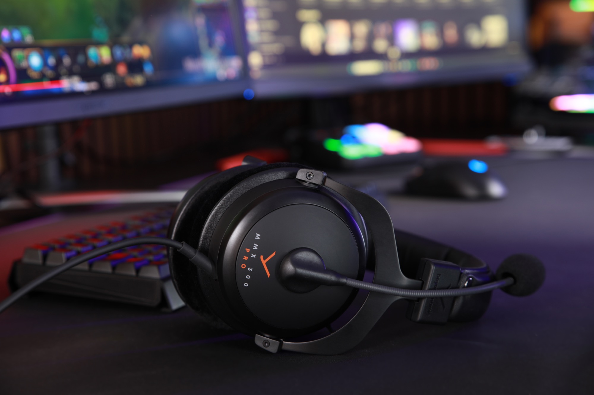 A close up image of the Beyerdynamic MMX 300 PRO headset